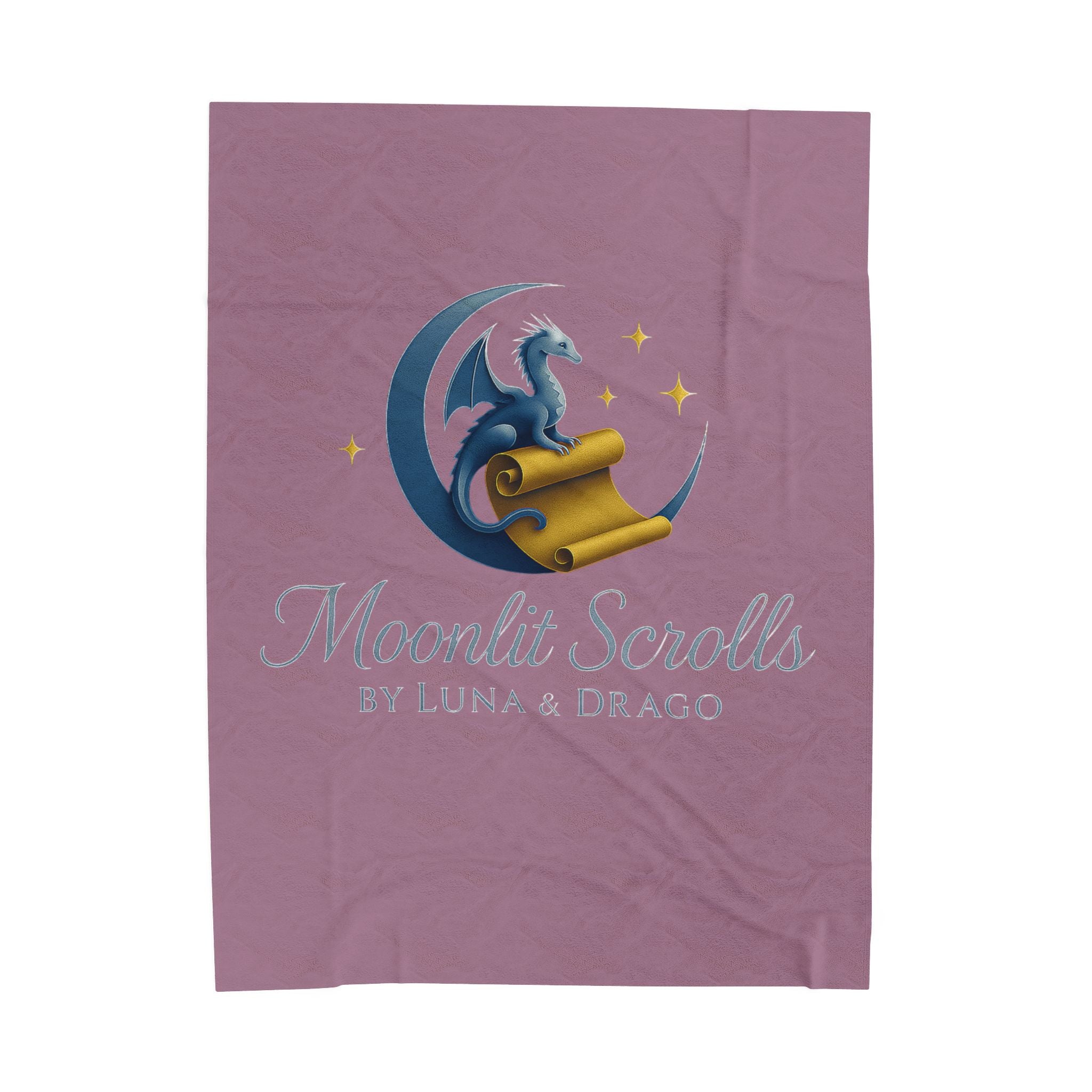 Moonlit Scrolls Plush Blanket — Luna & Drago Dragon Logo Velveteen Throw