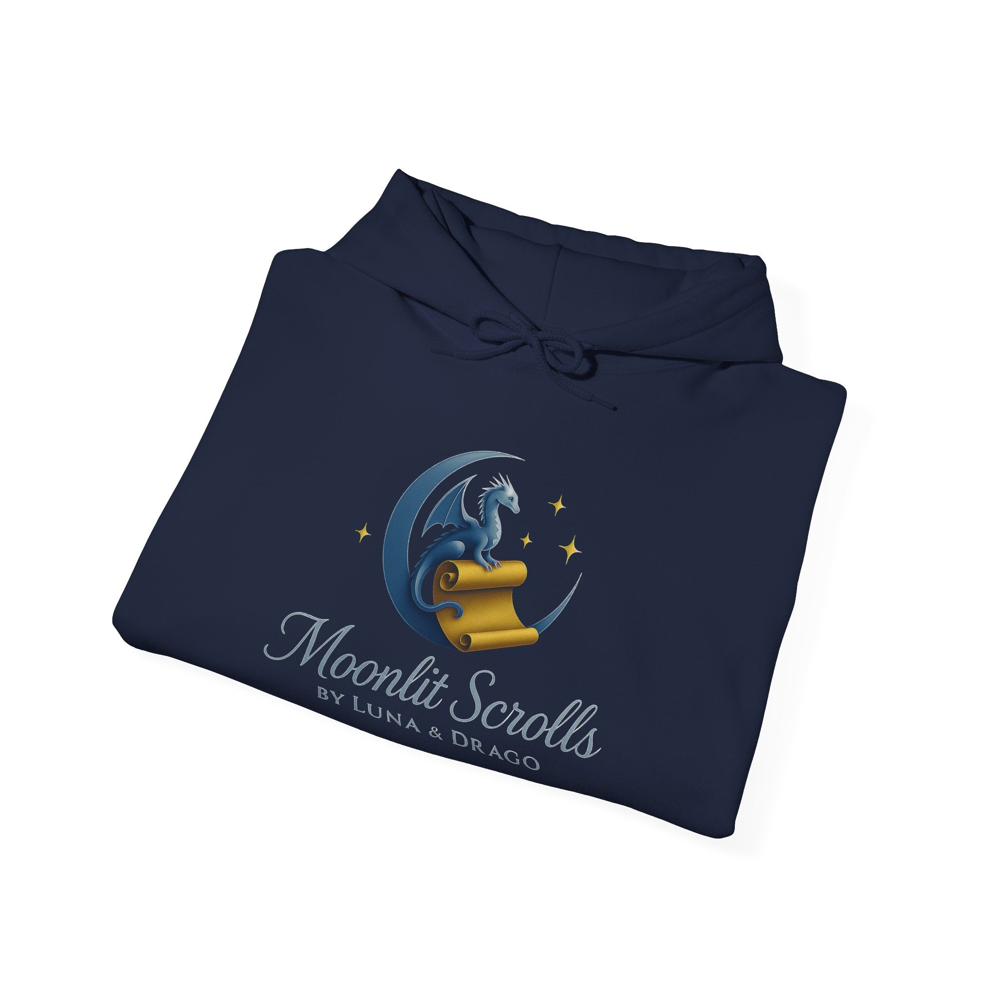 Moonlit Scrolls by Luna & Drago Hoodie – 'Moonlit Scrolls' Fantasy Booklover Pullover