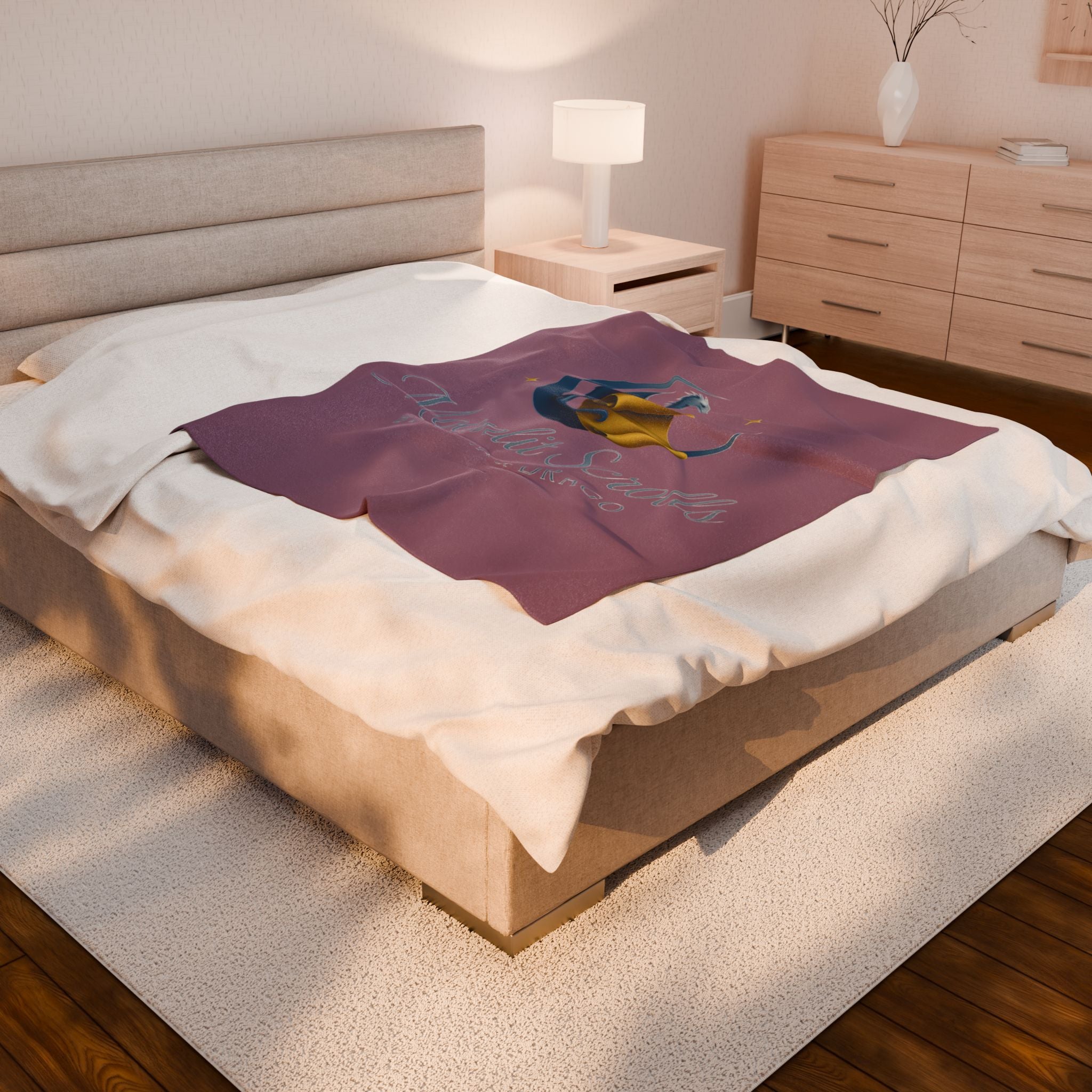 Moonlit Scrolls Plush Blanket — Luna & Drago Dragon Logo Velveteen Throw