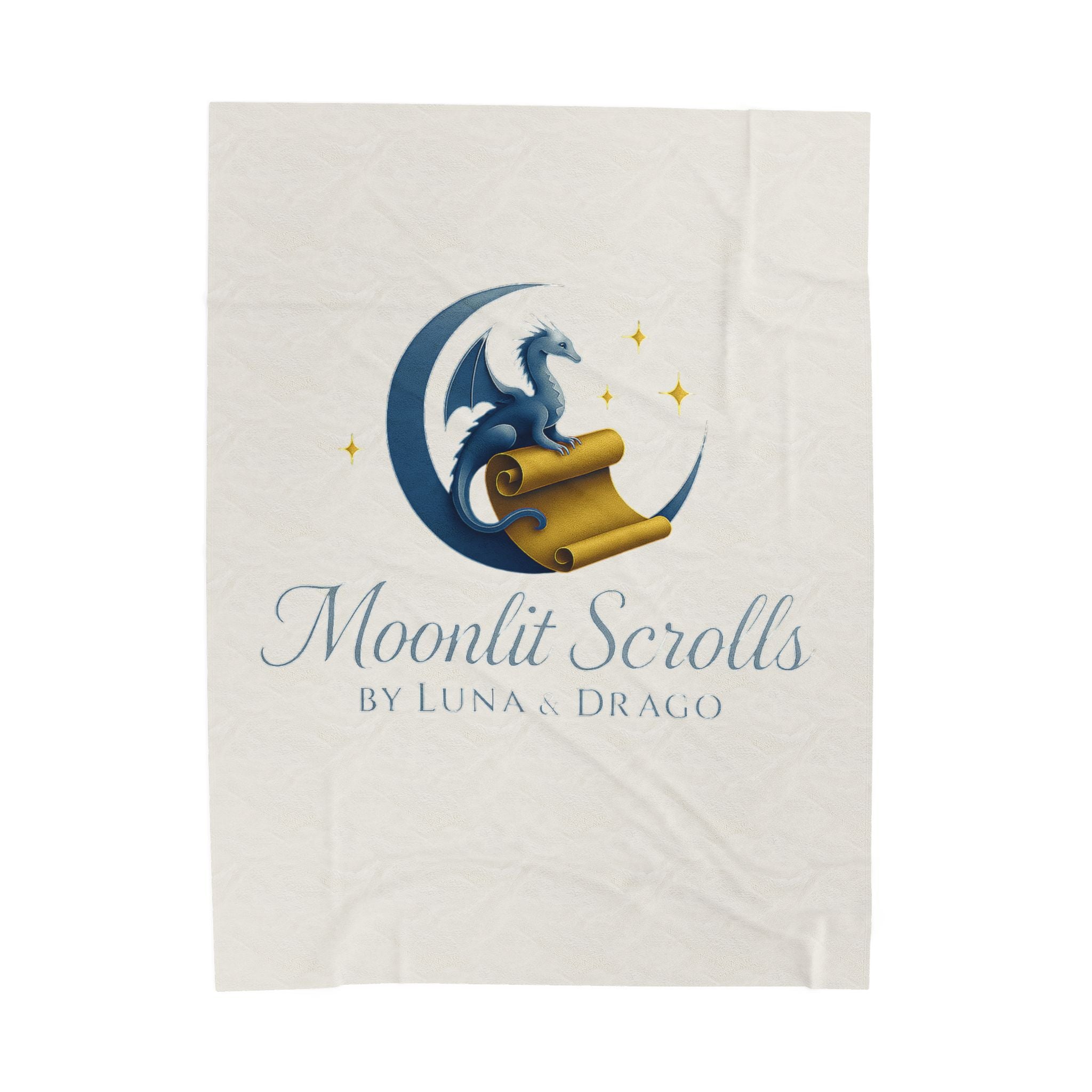 Velveteen Plush Blanket — "Moonlit Scrolls" Dragon Logo Cozy Throw