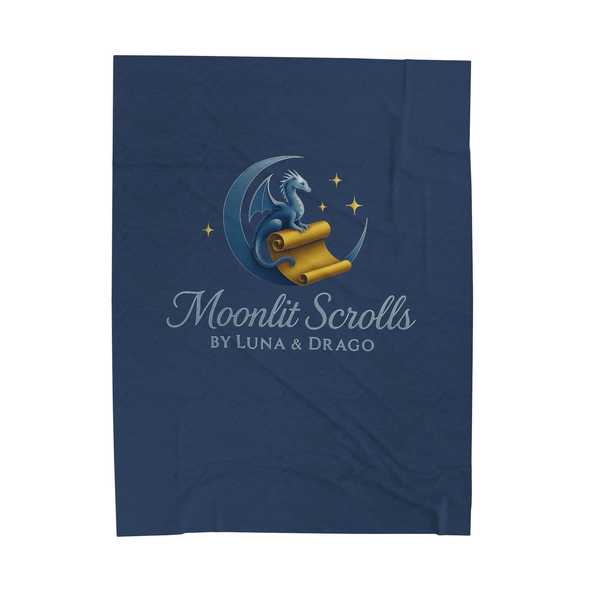 Moonlit Scrolls Plush Blanket — 'Moonlit Scrolls by Luna & Drago' Velveteen Throw