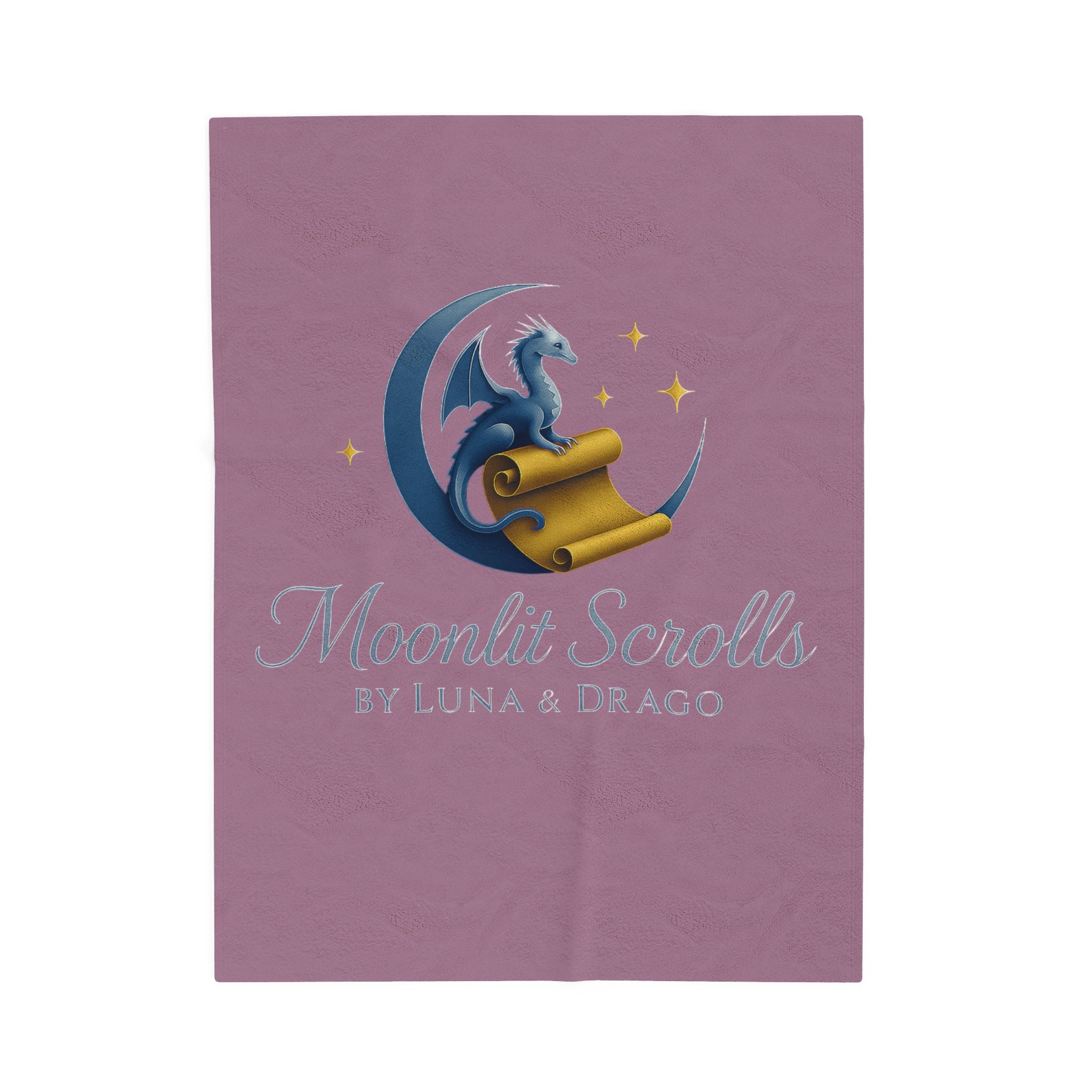 Moonlit Scrolls Plush Blanket — Luna & Drago Dragon Logo Velveteen Throw