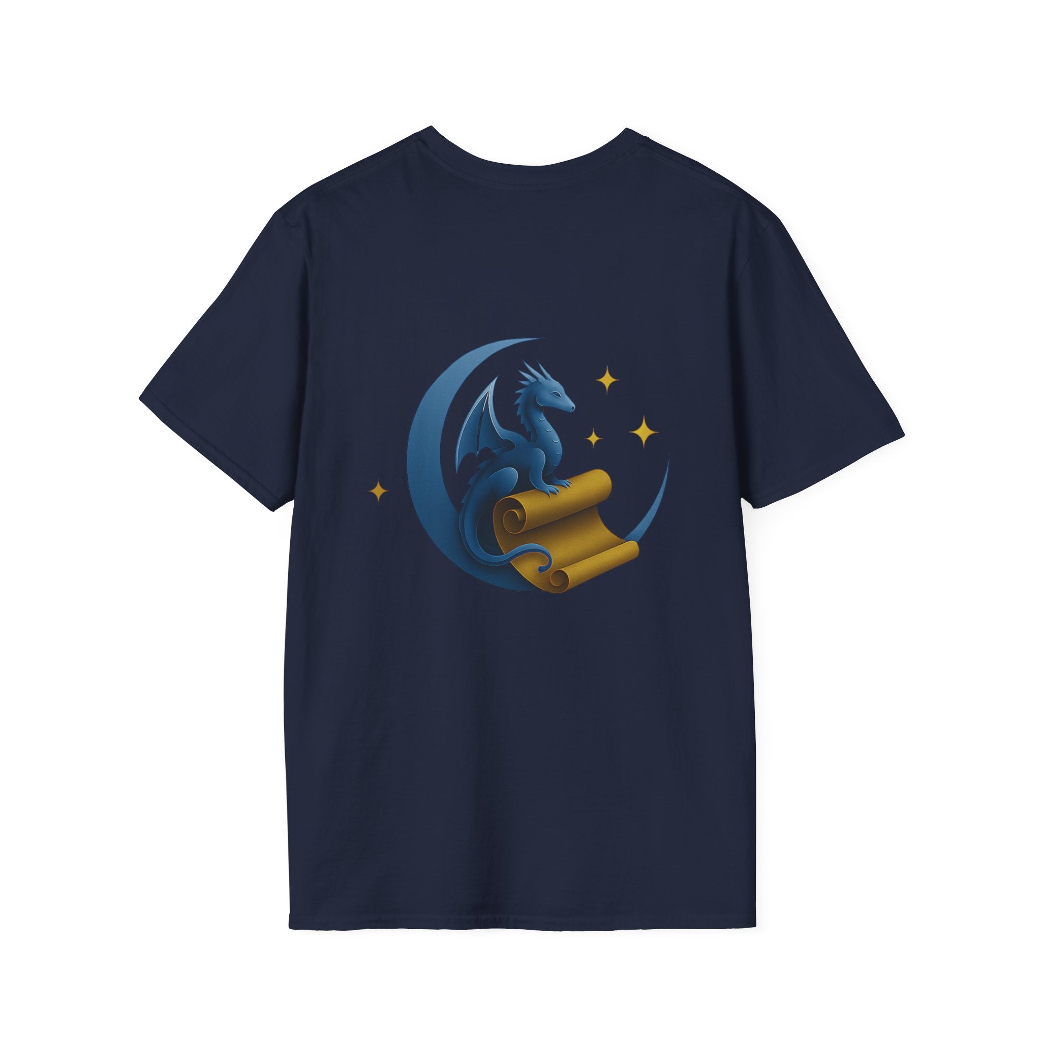 Moonlit Scrolls T-Shirt — Fantasy Logo Tee ("Moonlit Scrolls by Luna & Drago")