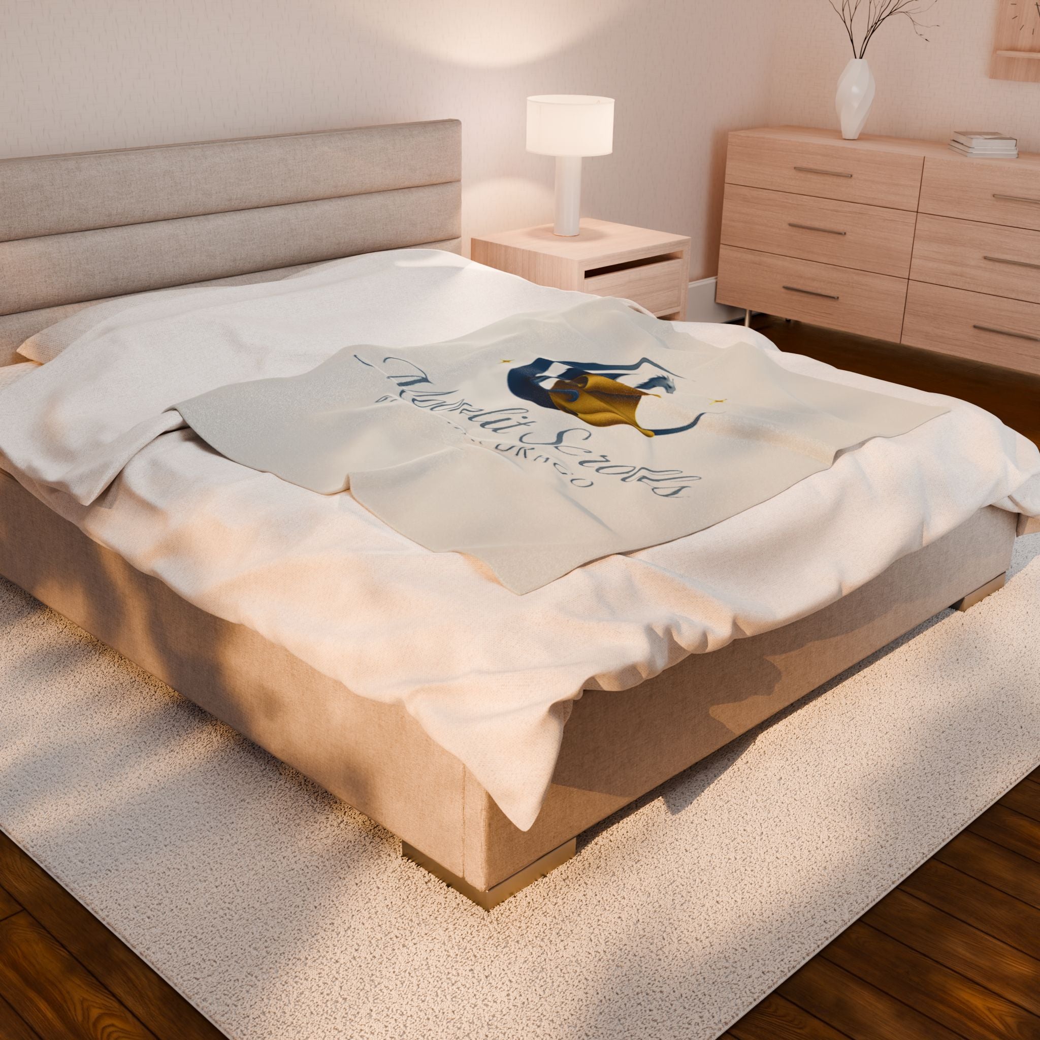 Velveteen Plush Blanket — "Moonlit Scrolls" Dragon Logo Cozy Throw